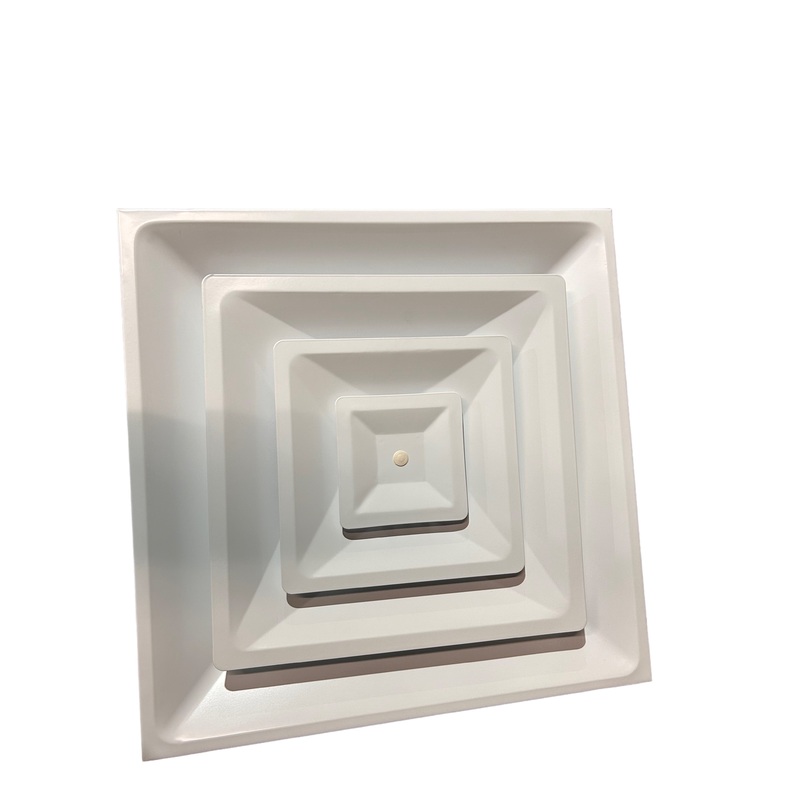 TrueAire, 2004CD/06, 24 x 24 Ceiling Module, 3 Cone Step Down, Steel, 6 Diameter Neck, White, Diffuser