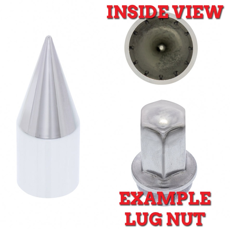 13/16 (21mm) chrome plastic push-on extra-long spike lugnut cover – SINGLE, 3 tall