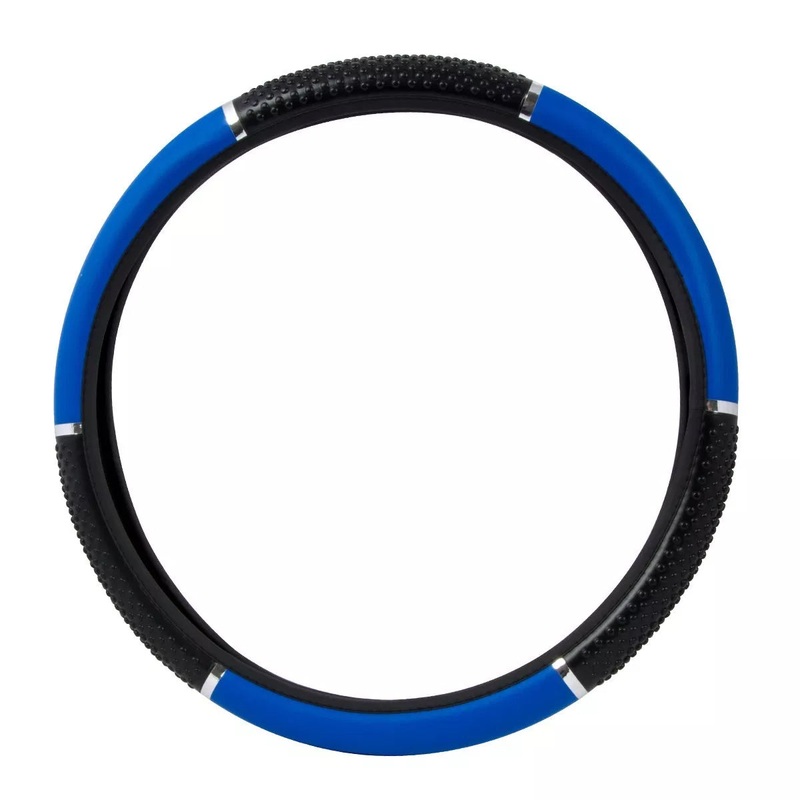 18 deluxe steering wheel cover – blue with black hand grips