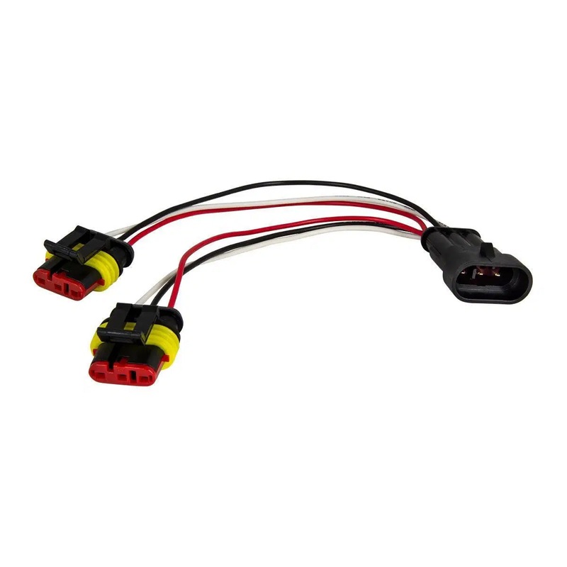 3 pin male Delphi/Weatherpack to 2 female 3 pin Y-splitter wire harness adapter