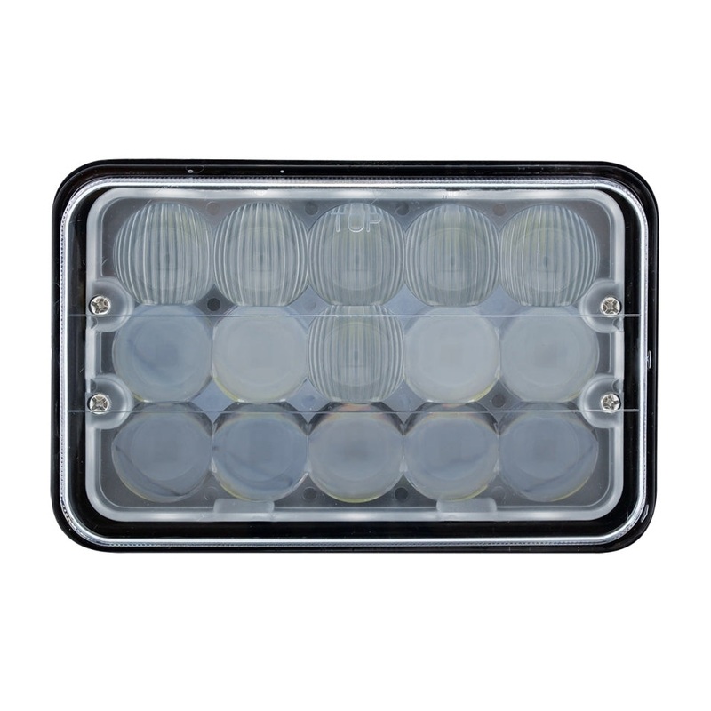 4 x 6 rectangular LED headlight with 15 high-powered diodes – low & high beam