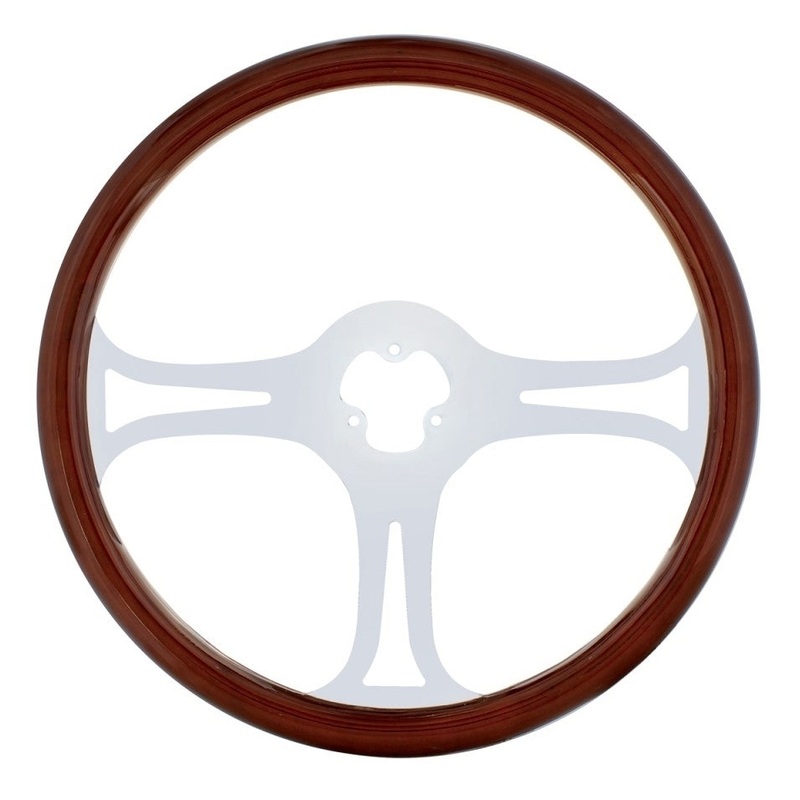 Blade Wood Rim 18 Steering Wheel W/Chrome Spokes – 3 Hole Style