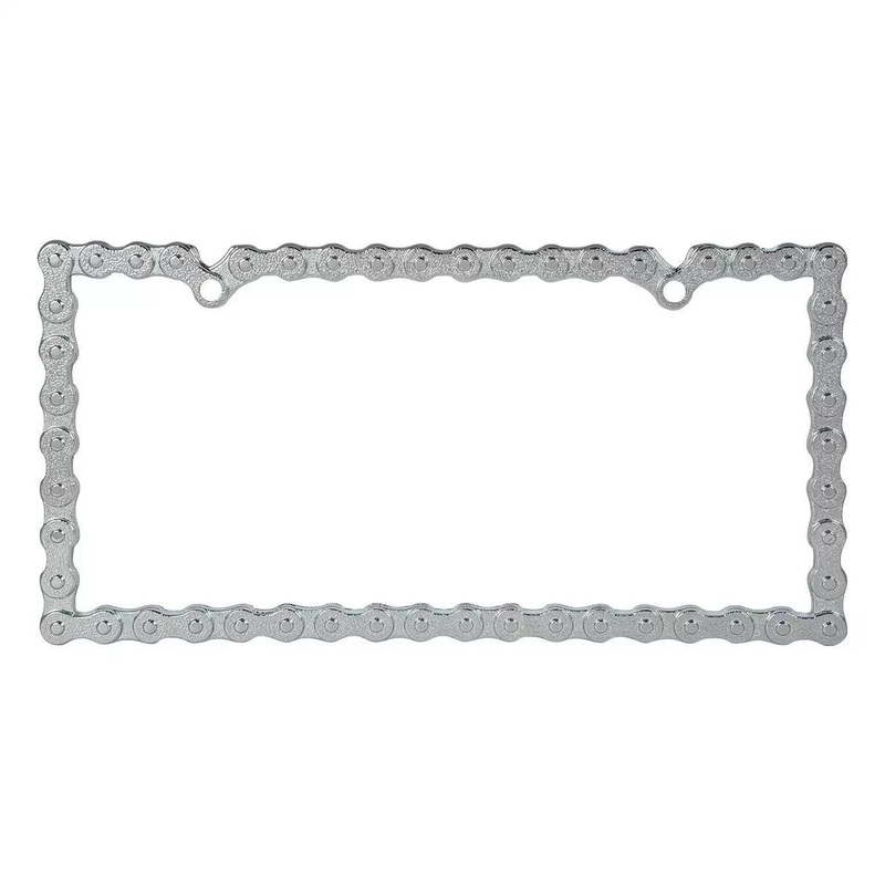 Chrome steel bike chain license plate frame – 2 mounting holes