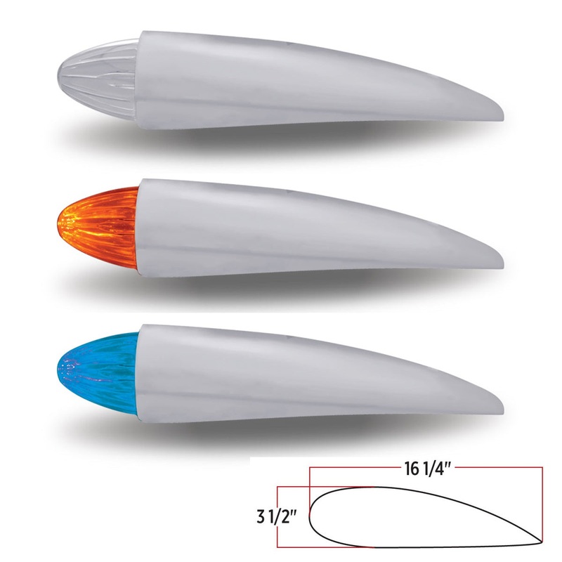 Dual Revolution Amber/Blue 19 diode Grakon 1000-style LED torpedo cab light w/chrome housing – CLEAR lens