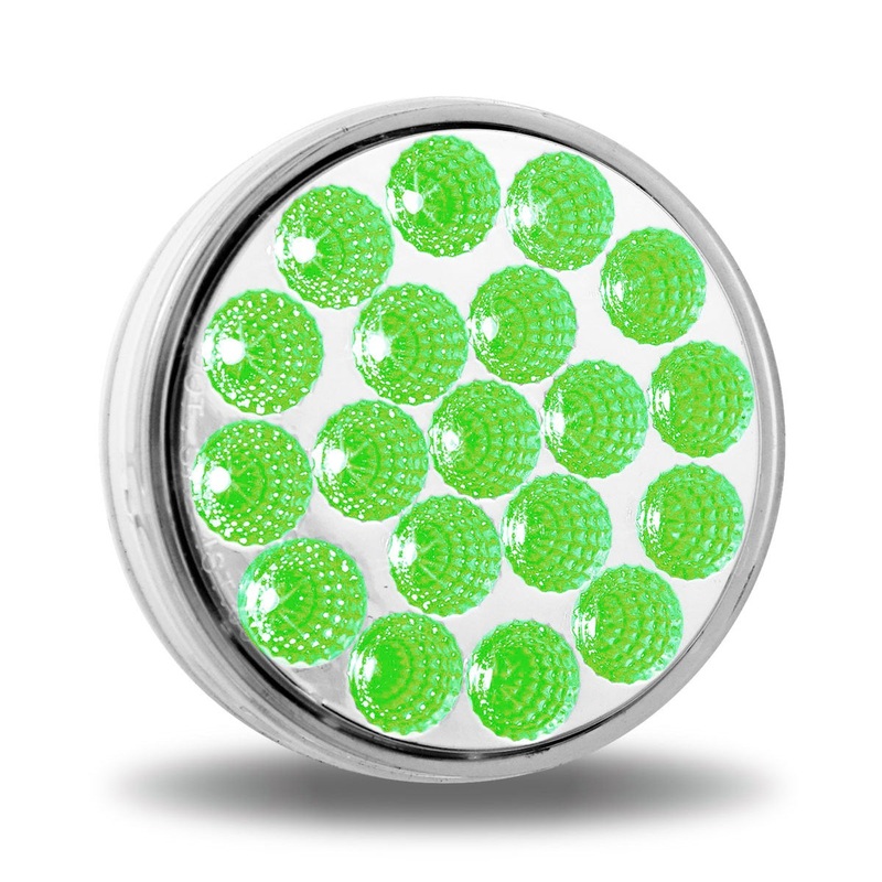 Dual Revolution Amber/Green 4 round 19 diode LED park/turn/clearance light – CLEAR lens