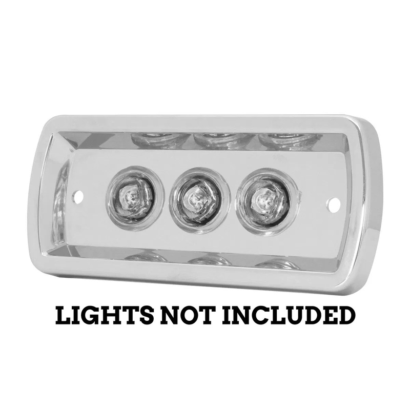Kenworth -2005 interior door light – chrome housing only, holes for 3 button lights