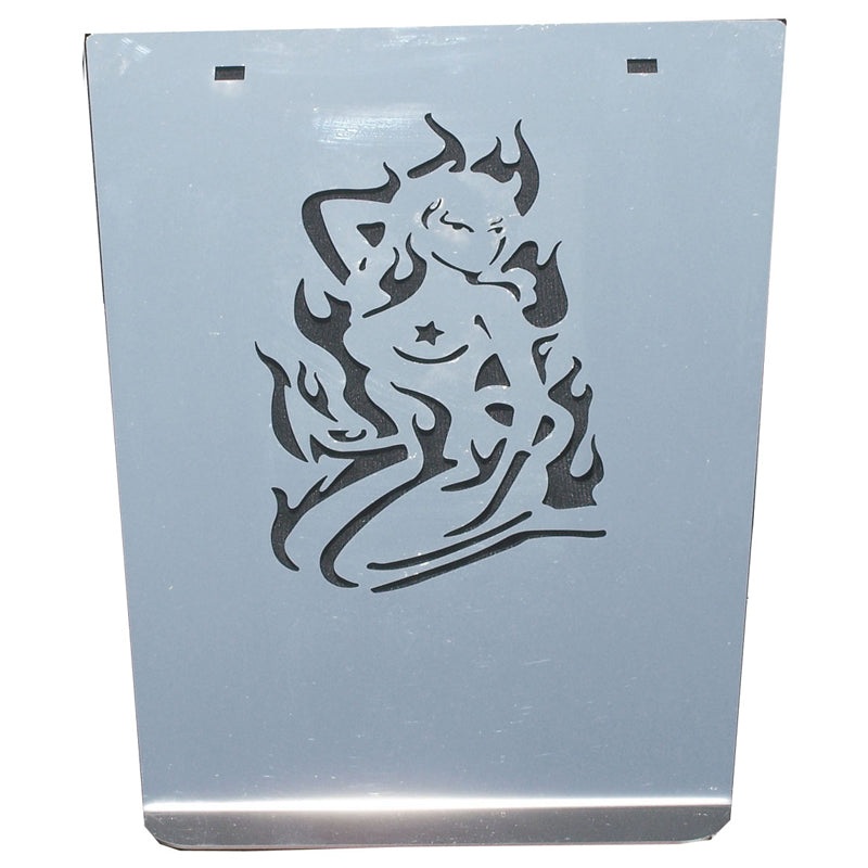 Stainless steel Devil Girl anti-sail mudflap panels, 11 x 14 – PAIR