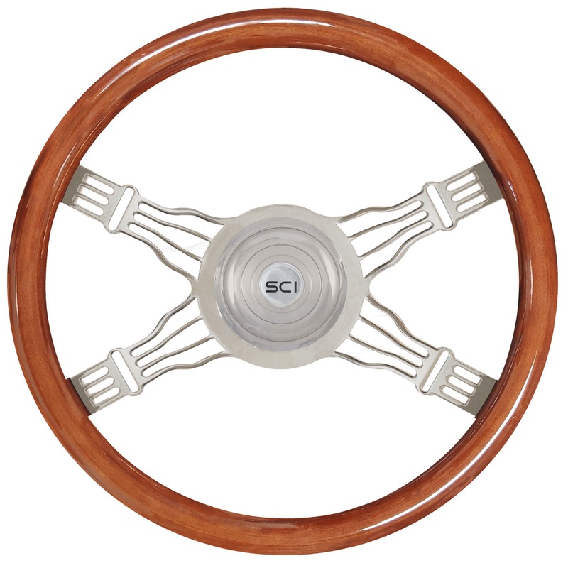Voltage 4 wood rim 18 steering wheel w/4 spokes – 3 hole style