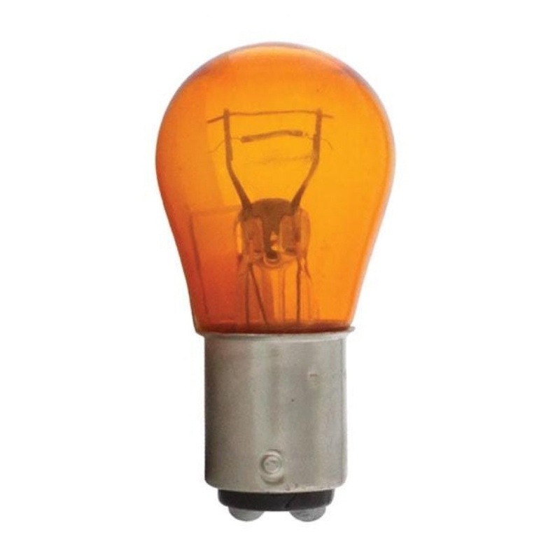 #1157 Amber painted glass incandescent light bulb – PAIR