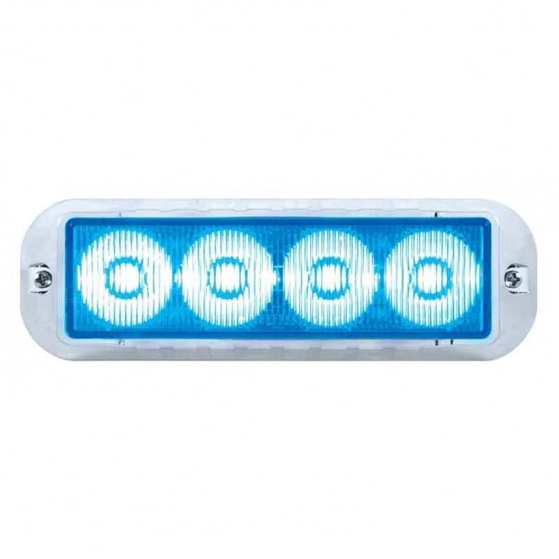 4 diode LED strobe light with chrome bezel – Blue