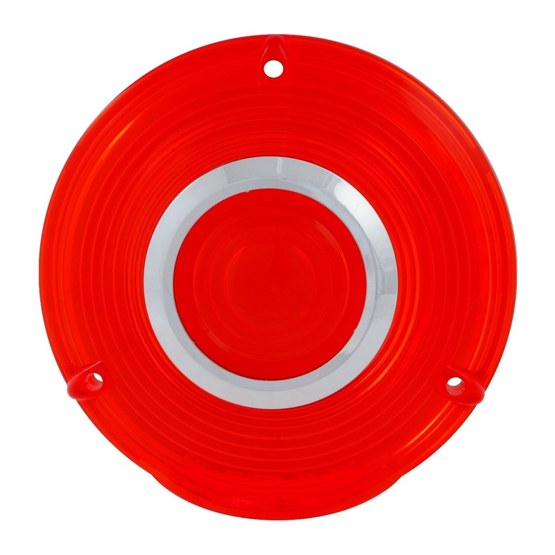 4 round plastic sleeper load light lens with chrome rim, 3 screw holes