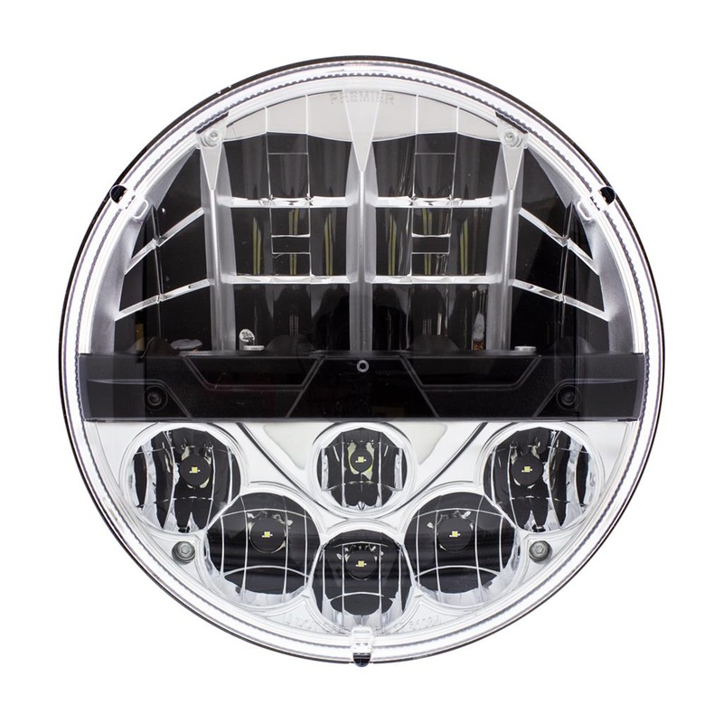 7 diameter single round LED headlight w/high-powered diodes