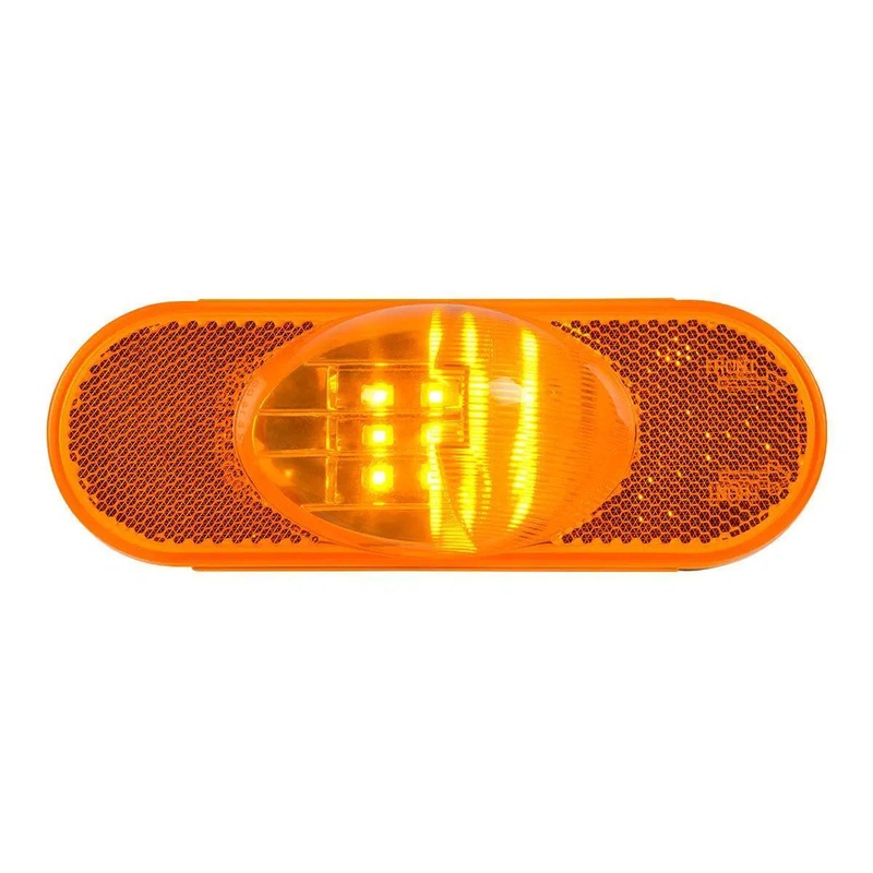 Amber oval 9 diode LED turn signal light w/hump