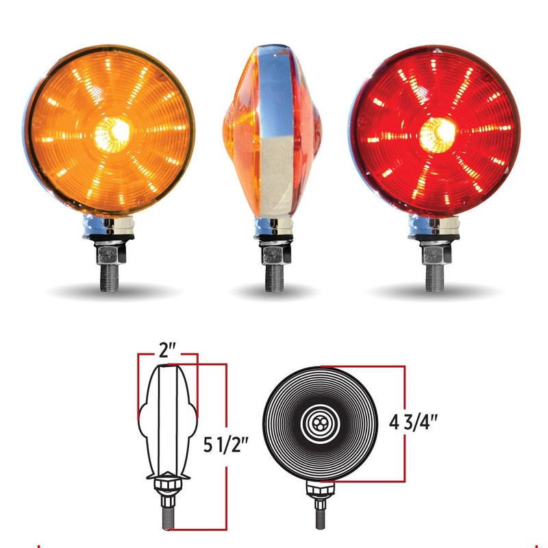 Amber/Red 4 round 38 diode LED pedestal turn signal light