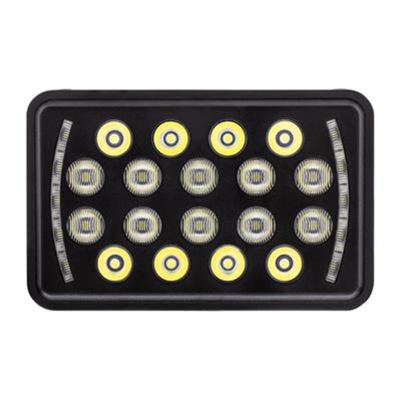 Black 4 x 6 rectangular 18 diode LED headlight – SINGLE