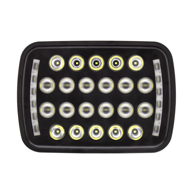 Black 5 x 7 square 34 diode LED headlight – SINGLE