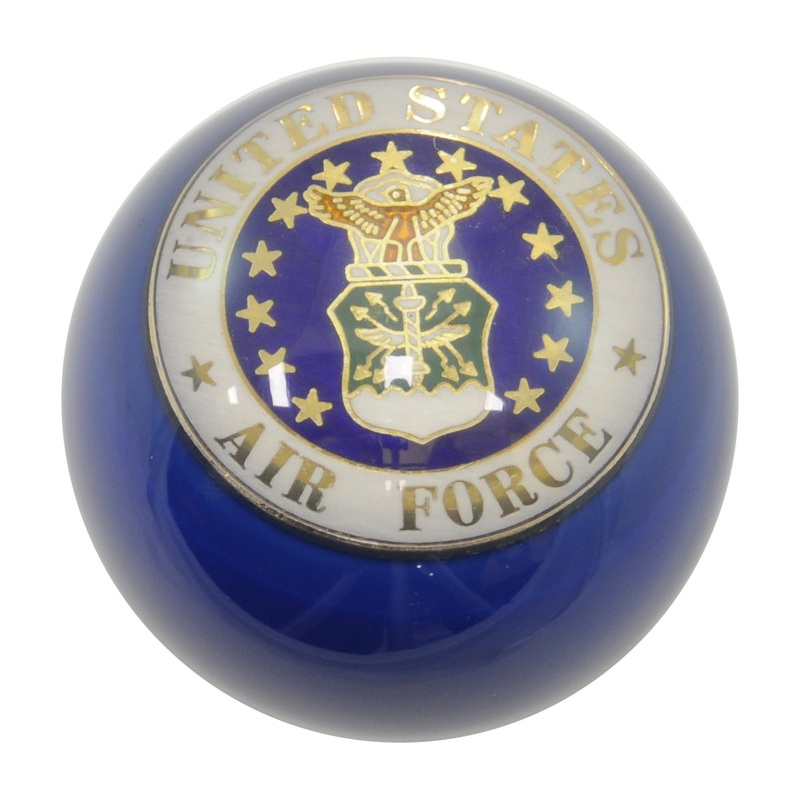 Blue w/Air Force embedded emblem 2.25 diameter round gear shift knob