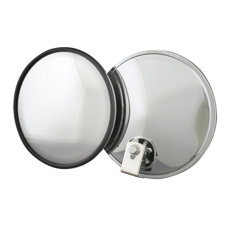 Chrome 8 convex mirror w/offset L-bracket