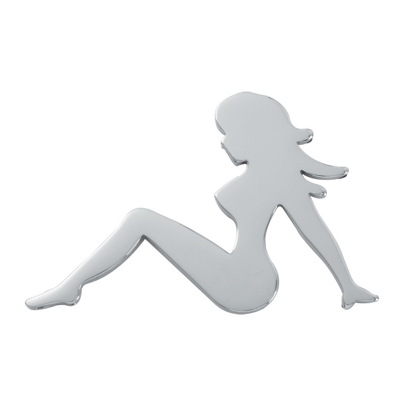 Chrome sitting mudflap girl cutout w/welded studs – 11 x 17