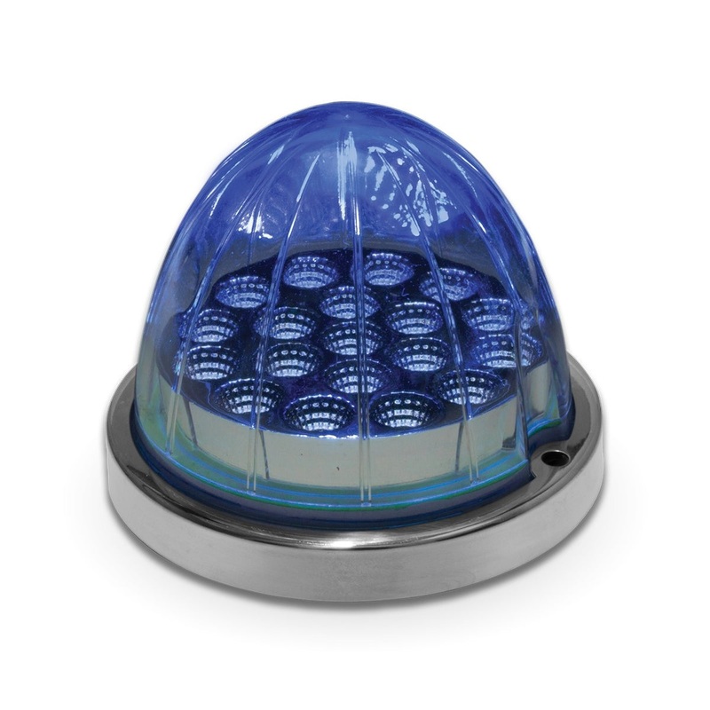 Dual Revolution Red/Blue 19 diode watermelon-style LED light w/base – CLEAR lens