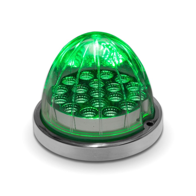 Dual Revolution Red/Green 19 diode watermelon-style LED light w/base – CLEAR lens