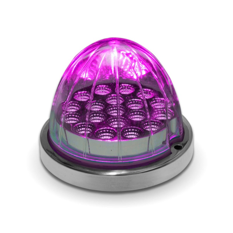 Dual Revolution Red/Purple 19 diode watermelon-style LED light w/base – CLEAR lens