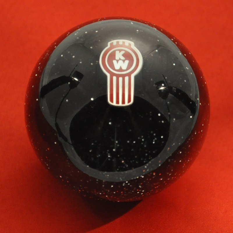 Kenworth embedded logo 2.25 diameter round gear shift knob