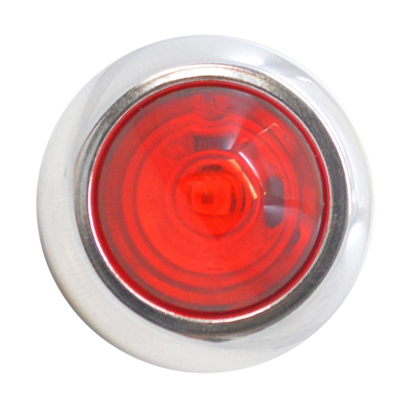 Phoenix Red 3/4 LED button light w/chrome bezel – 2 wire