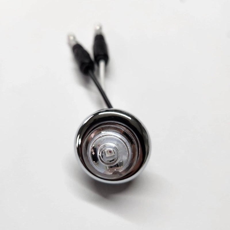 Phoenix Red 3/4 LED button light w/chrome bezel – 2 wire, CLEAR lens