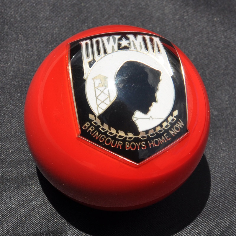 Solid Red w/POW MIA embedded 2.25 diameter round gear shift knob