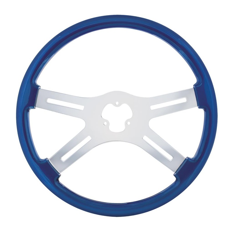 Blue 18 wood steering wheel w/candy finish – 3 hole style