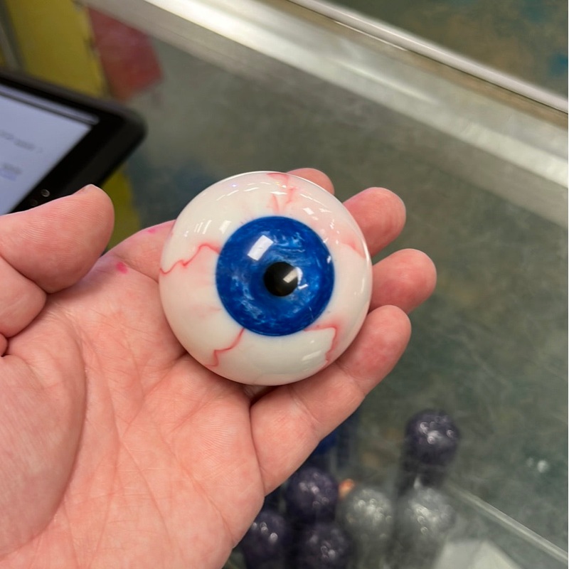 Blue Eyeball 2.25 diameter round gear shift knob w/ 1/2 x 13 adapter
