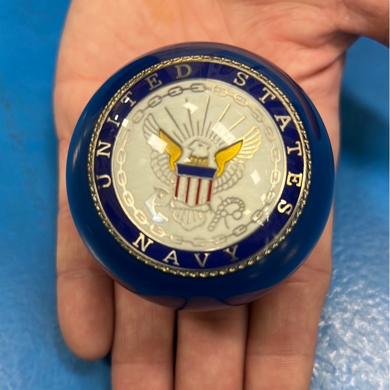 Blue w/Navy embedded emblem 2.25 diameter round gear shift knob