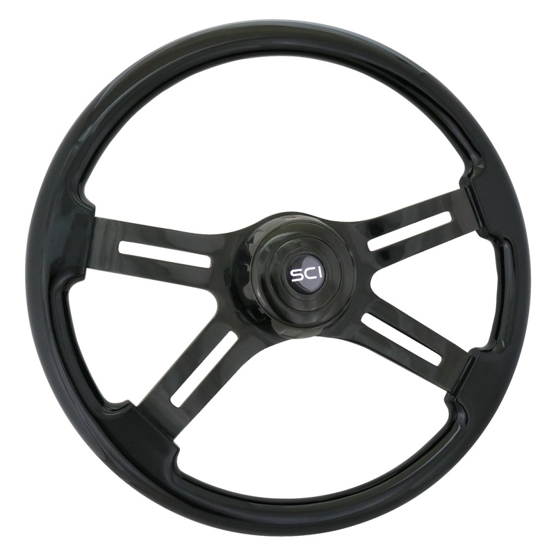 Phantom all-black painted wood 18 steering wheel – 3 hole style
