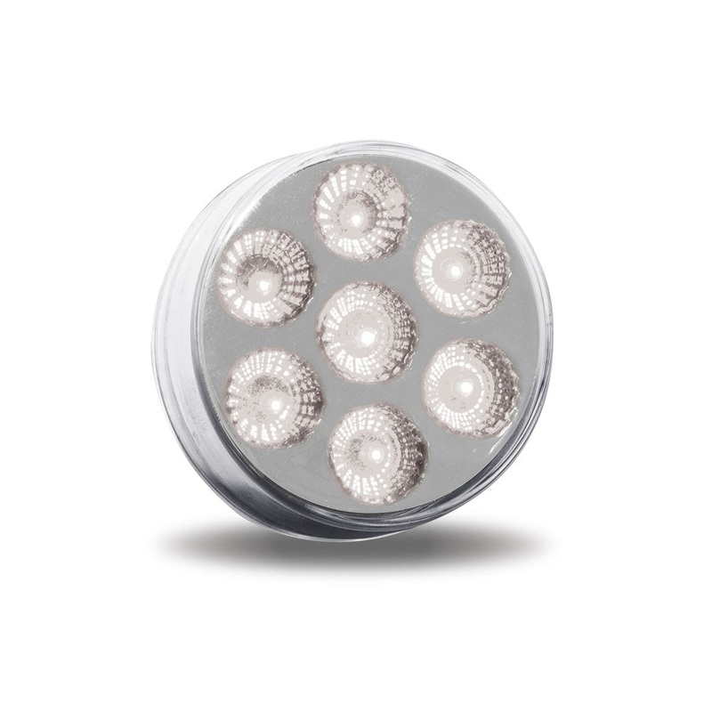 Dual Revolution Red/White 2.5 round 7 diode LED marker light – CLEAR lens