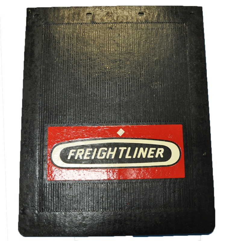 Freightliner 24 x 30 deluxe black mudflap w/red and white logo