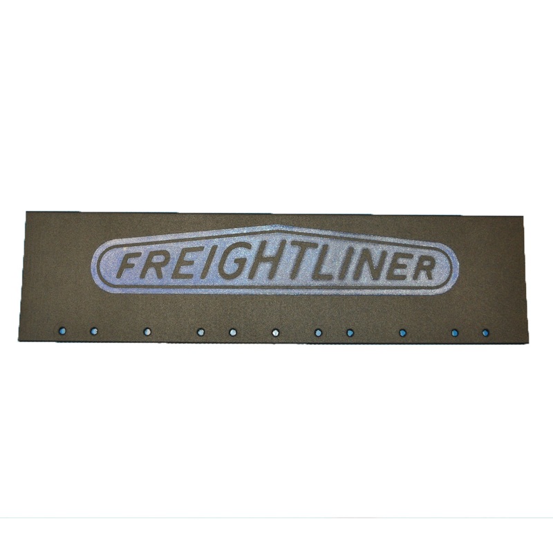 Freightliner 24 x 6 black quarter fender mudflap w/blue stamped logo