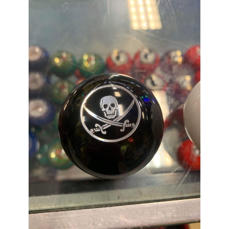 Jolly Roger embedded 2.25 diameter round gear shift knob