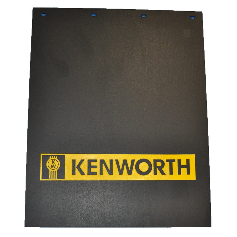 Kenworth 24 x 30 black mudflap w/yellow stamped logo