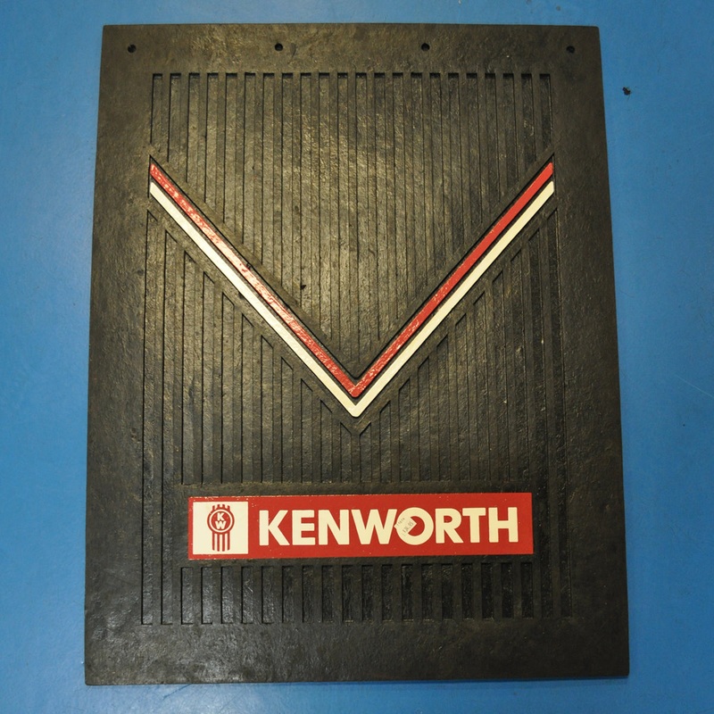 Kenworth 24 x 30 deluxe black mudflap w/red and white logo