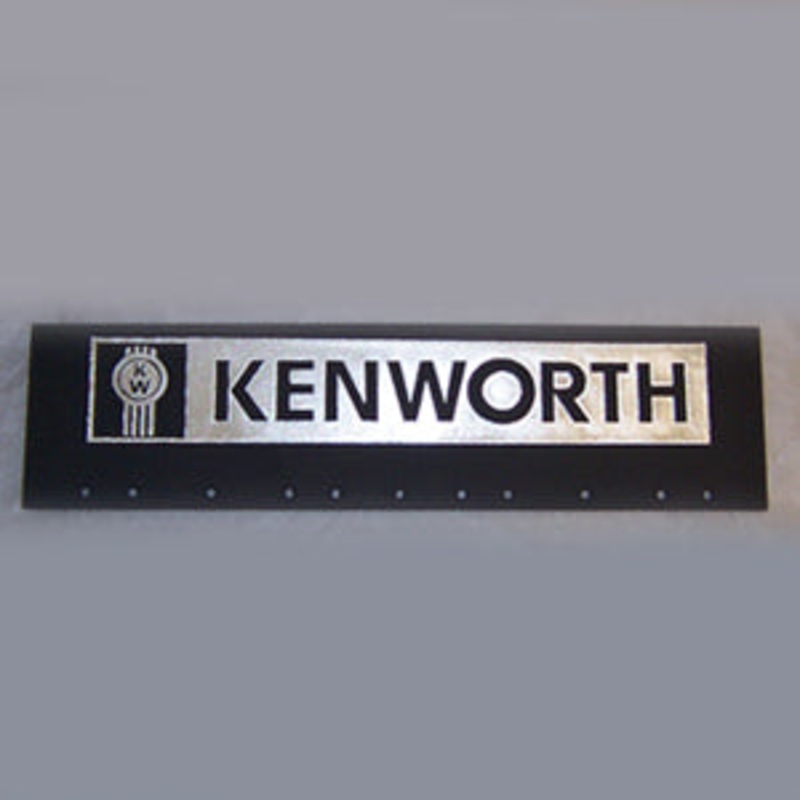Kenworth 24 x 6 black quarter fender mudflap w/chrome stamped logo