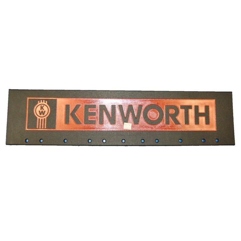 Kenworth 24 x 6 black quarter fender mudflap w/red stamped logo