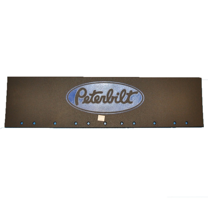 Peterbilt 24 x 6 black quarter fender mudflap w/blue stamped logo