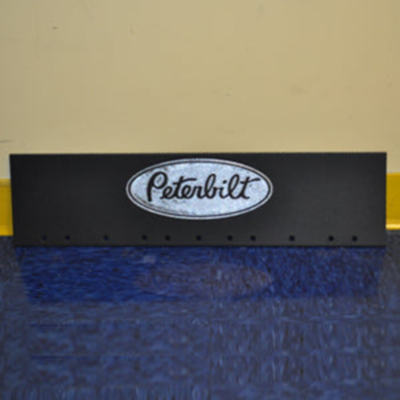 Peterbilt 24 x 6 black quarter fender mudflap w/chrome stamped logo