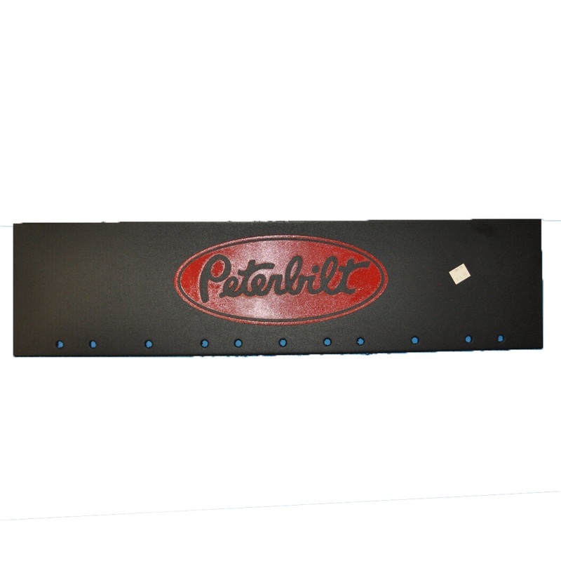 Peterbilt 24 x 6 black quarter fender mudflap w/red stamped logo