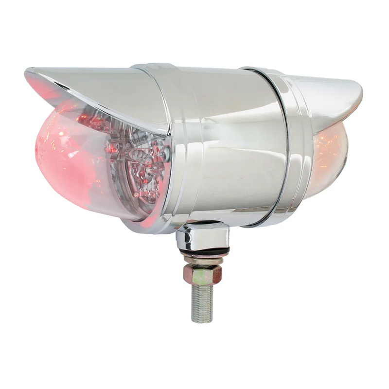 Spyder Amber/Red 2 face watermelon-style LED turn signal light, CLEAR LENS – SINGLE
