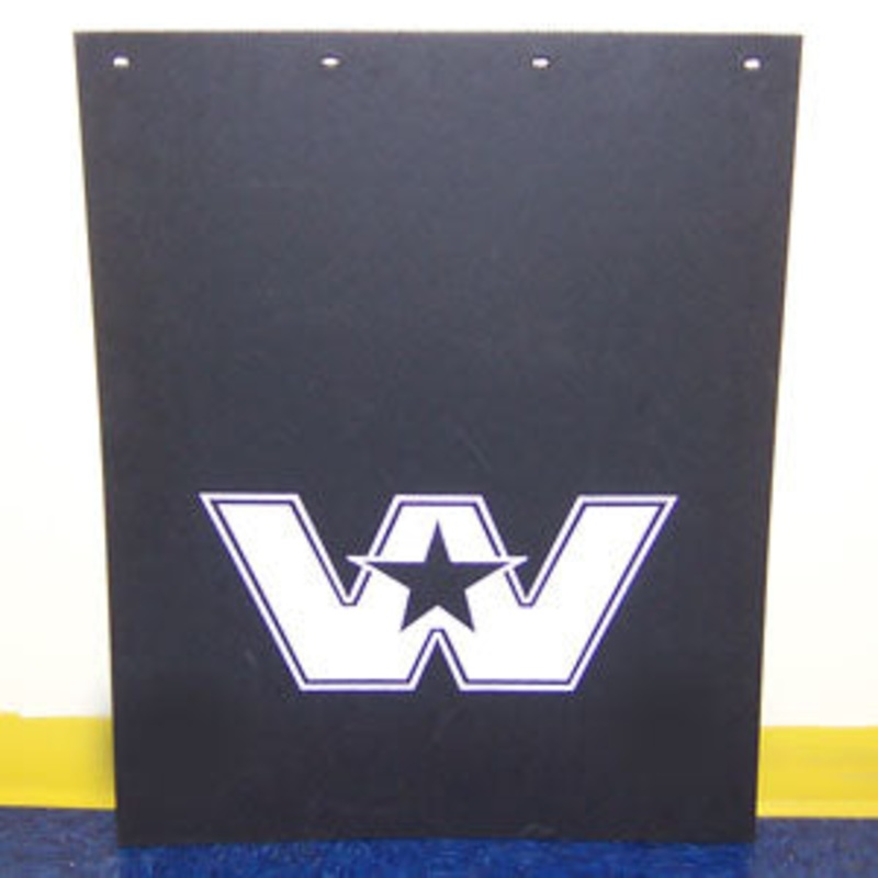Western Star 24 x 30 black mudflap w/white stamped logo