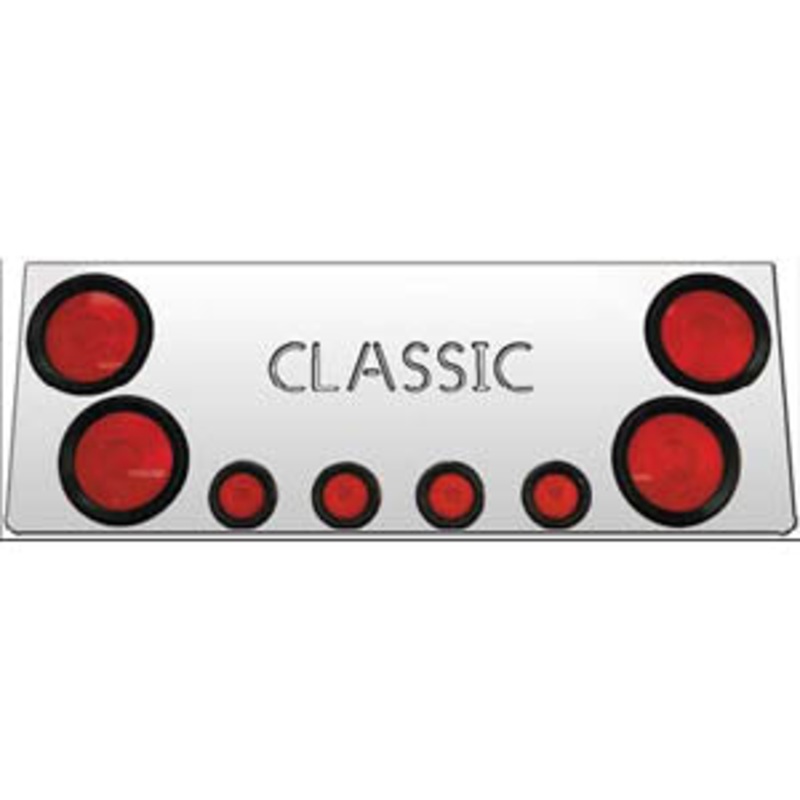 12 stainless steel rear center panel w/4 round 4, 4 round 2, and Classic cutout