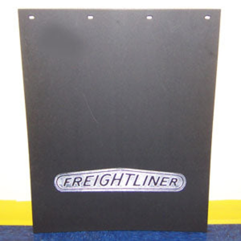 Freightliner 24 x 30 black mudflap w/chrome stamped logo