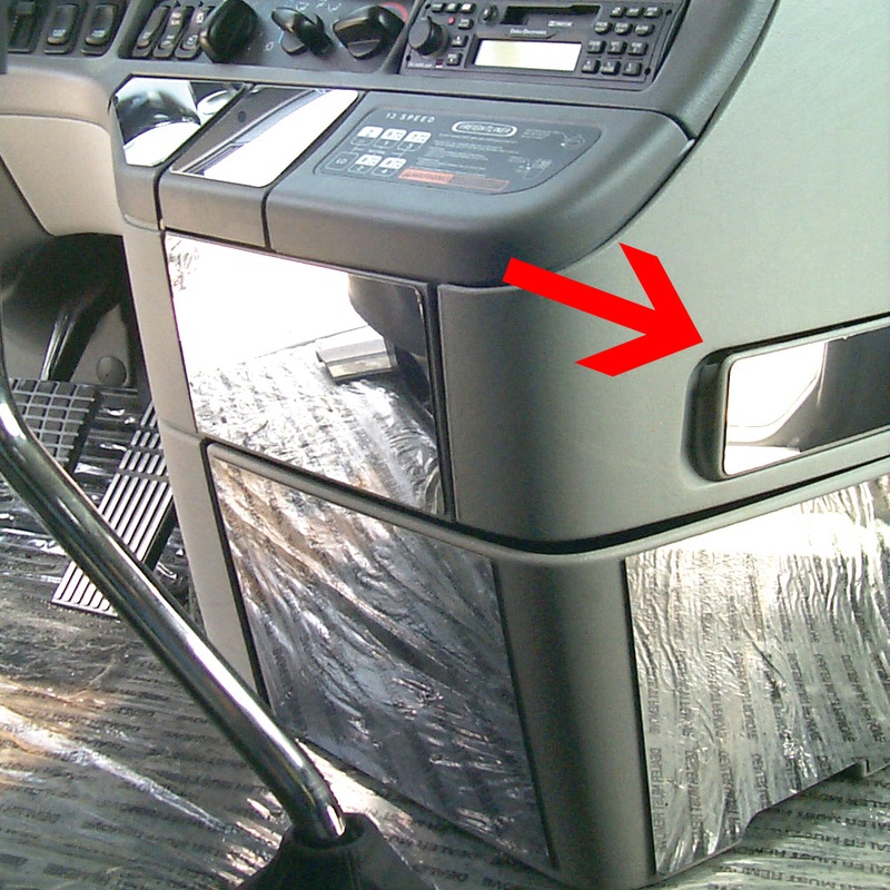 Freightliner Century -2003 stainless steel cupholder trim – passenger’s side
